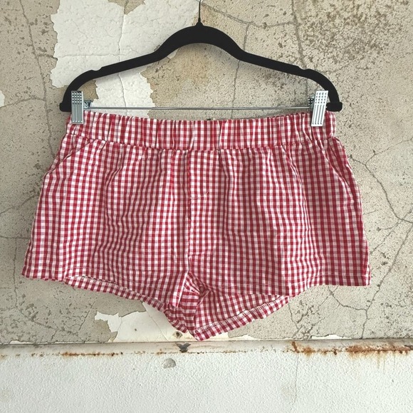 Edikted Pants - Gingham Boxer Shorts Edikted Cotton Blend Womens M Coquette Summer Loungewear